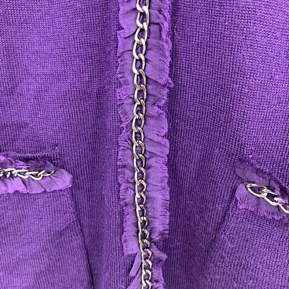 Aeffe Spa sweater 6 cardigan purple ruffle fringe - Picture 3 of 5